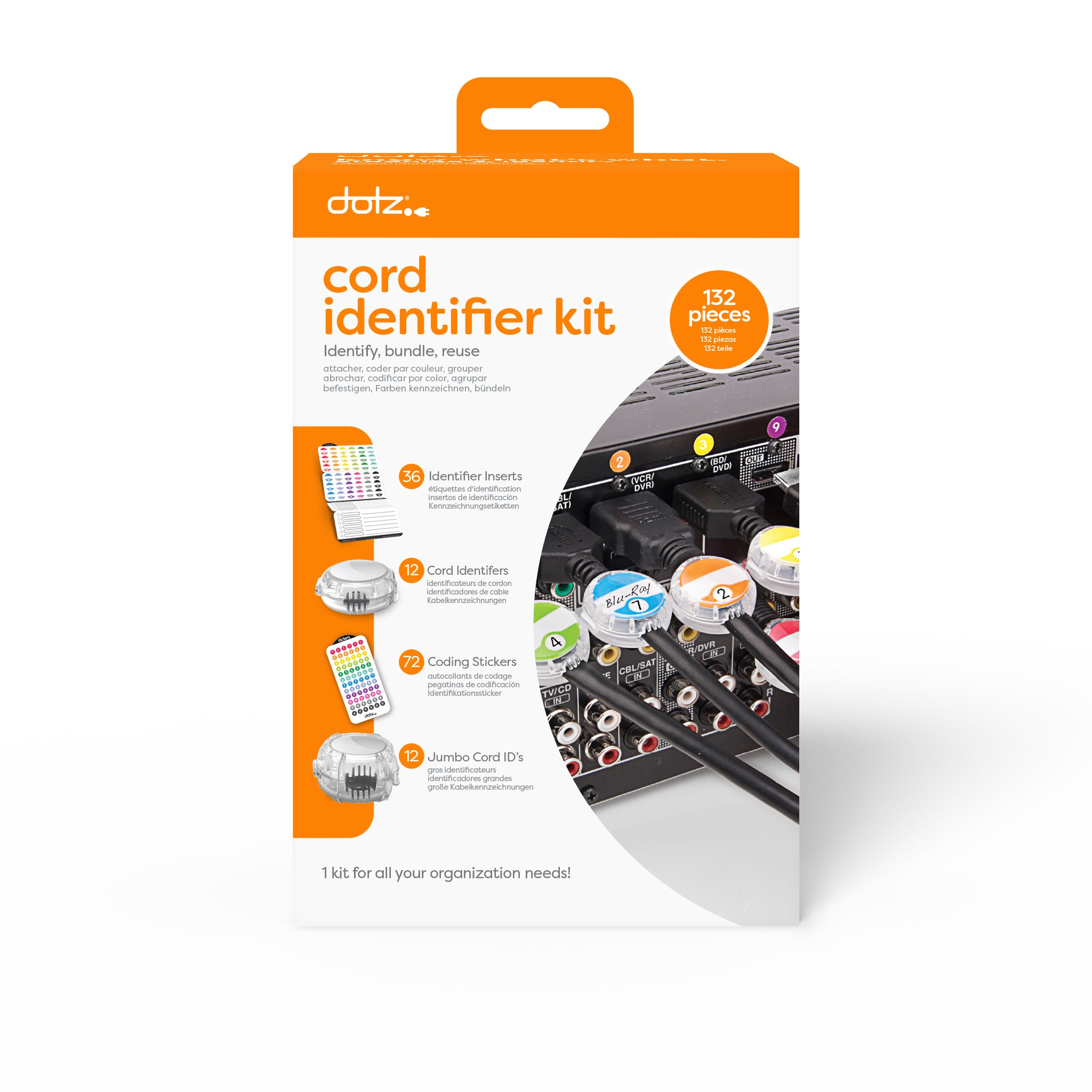 Dotz Home Entertainment Cord Identifier Kit - Cable Management Labels For TV, Gaming & Theater Systems